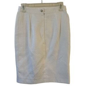 Luca Luca Womens Back Zip Knee Length Vintage Pencil Skirt White Cotton 42